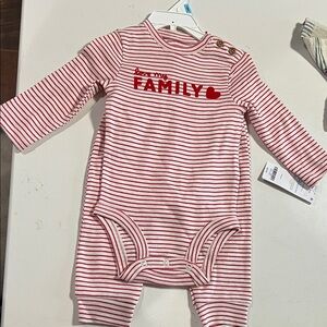 Carter's Red & White Striped 'Be My FAMILY' Set